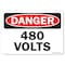 Signmission Safety Sign, OSHA Danger, 3.5" Height, 5" Width, 480 Volts, Landscape OS-DS-D-35-L-19262 - alternate 1